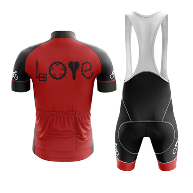 Love Cycling By Bike Part Cycling Jersey, LOVE Spelled Out In Bike Pedal Wheel Seat And Chain Cycling Kit