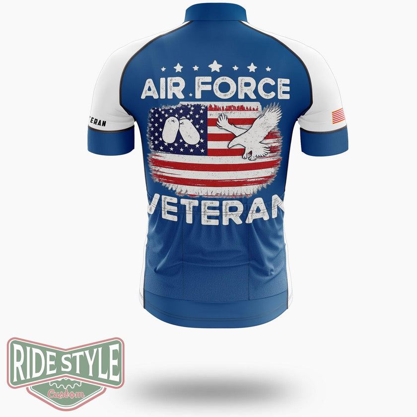 Air Force Veteran Military Veteran Cycling Jersey - Short Sleeve Cycling Jersey-White
