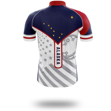 Alaska Cycling Jersey, Alaska State Flag Cycling Set - Short Sleeve Cycling Jersey-White