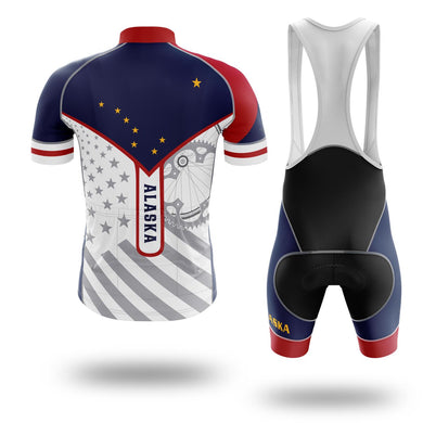 Alaska Cycling Jersey, Alaska State Flag Cycling Set - Short Sleeve Cycling Jersey Kit-White