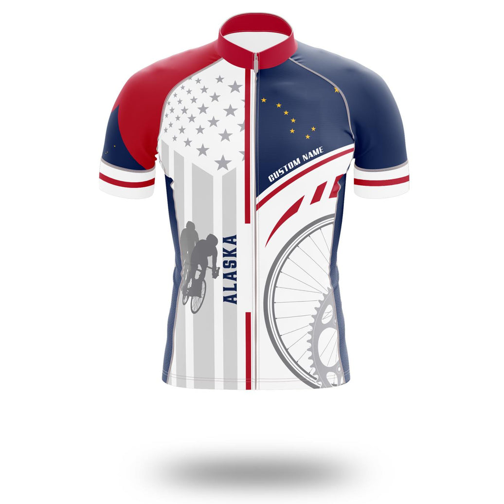 Alaska Cycling Jersey, Alaska State Flag Cycling Set - Short Sleeve Cycling Jersey-White