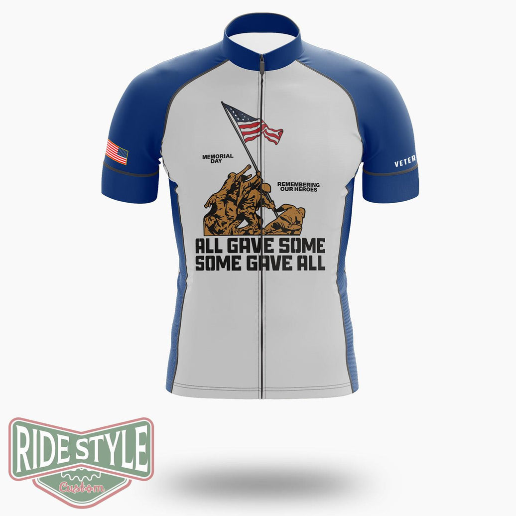 All Gave Some Some Gave All Soldiers Us Flag Memorial Day Cycling Jersey Kit - Short Sleeve Cycling Jersey-White