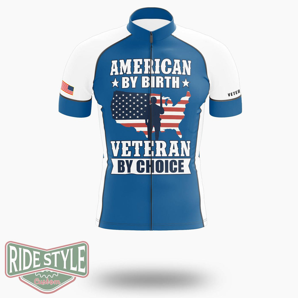 American By Birth Veteran By Choice Cycling Jersey - Short Sleeve Cycling Jersey-White