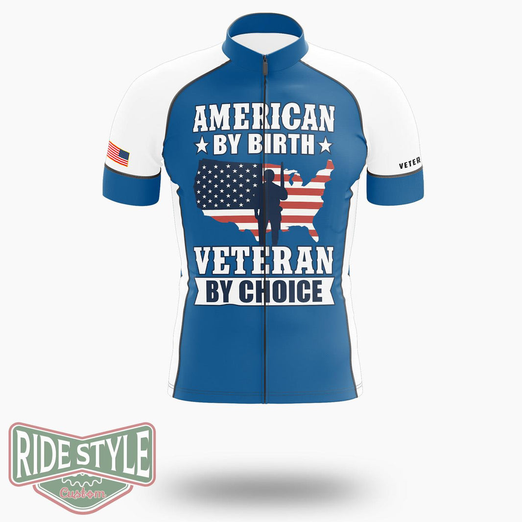 American By Birth Veteran By Choice Cycling Jersey - Short Sleeve Cycling Jersey-White