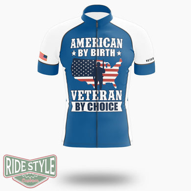 American By Birth Veteran By Choice Cycling Jersey - Short Sleeve Cycling Jersey-White