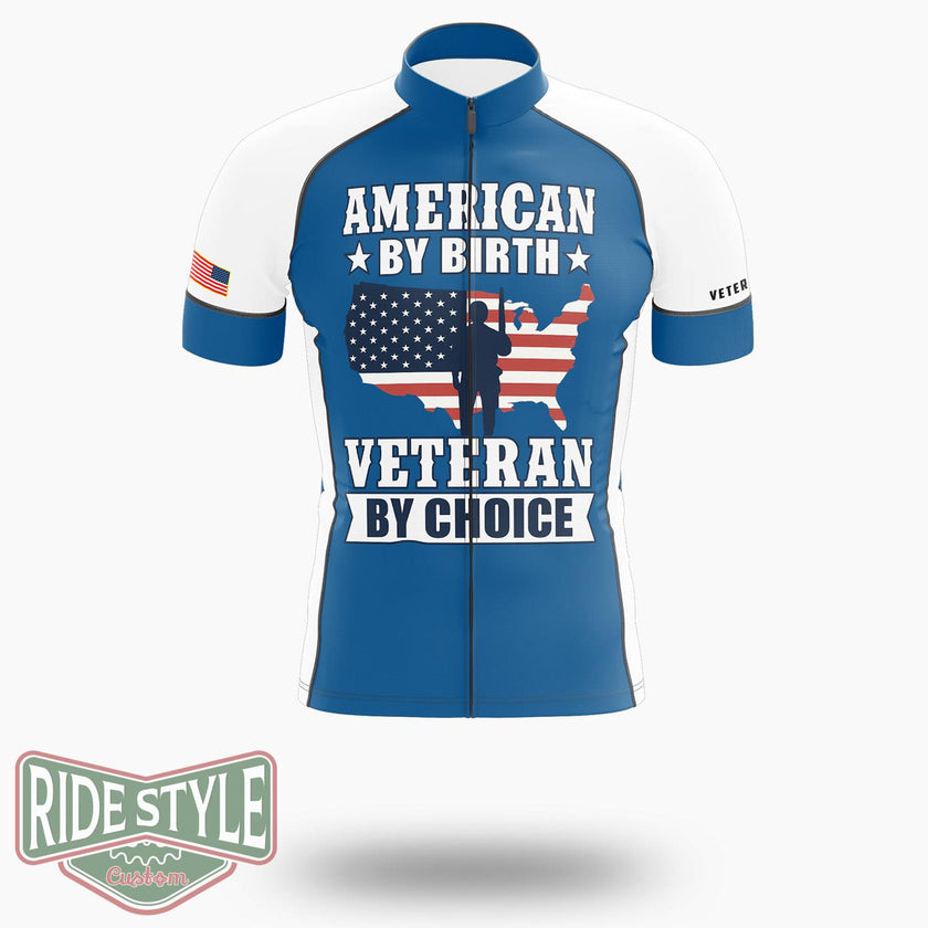 American By Birth Veteran By Choice Cycling Jersey - Short Sleeve Cycling Jersey-White