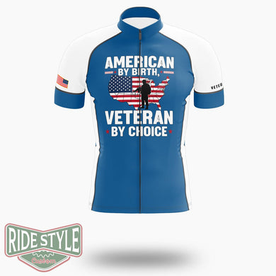 American By Birth Veteran By Choice, Veterans Day Gift For Army Navy Marines Air Force Cycling Jersey - Short Sleeve Cycling Jersey-White
