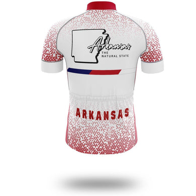 Arkansas Cycling Jersey, Arkansas Map Cycling Jersey Bib Short - Short Sleeve Cycling Jersey-White