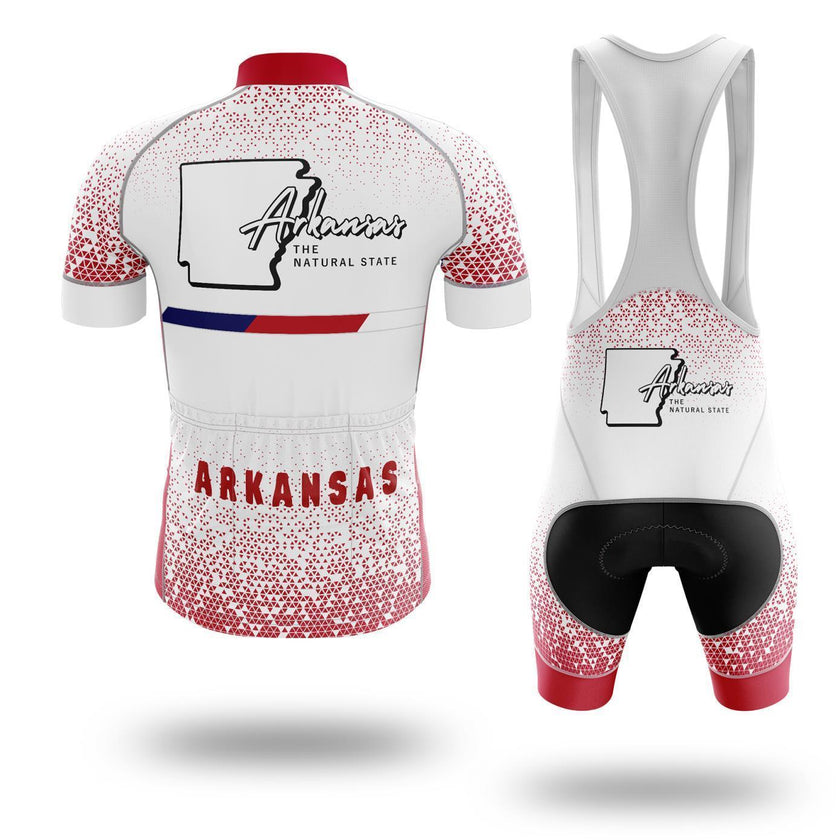 Arkansas Cycling Jersey, Arkansas Map Cycling Jersey Bib Short - Short Sleeve Cycling Jersey Kit-White