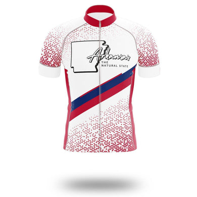 Arkansas Cycling Jersey, Arkansas Map Cycling Jersey Bib Short - Short Sleeve Cycling Jersey-White