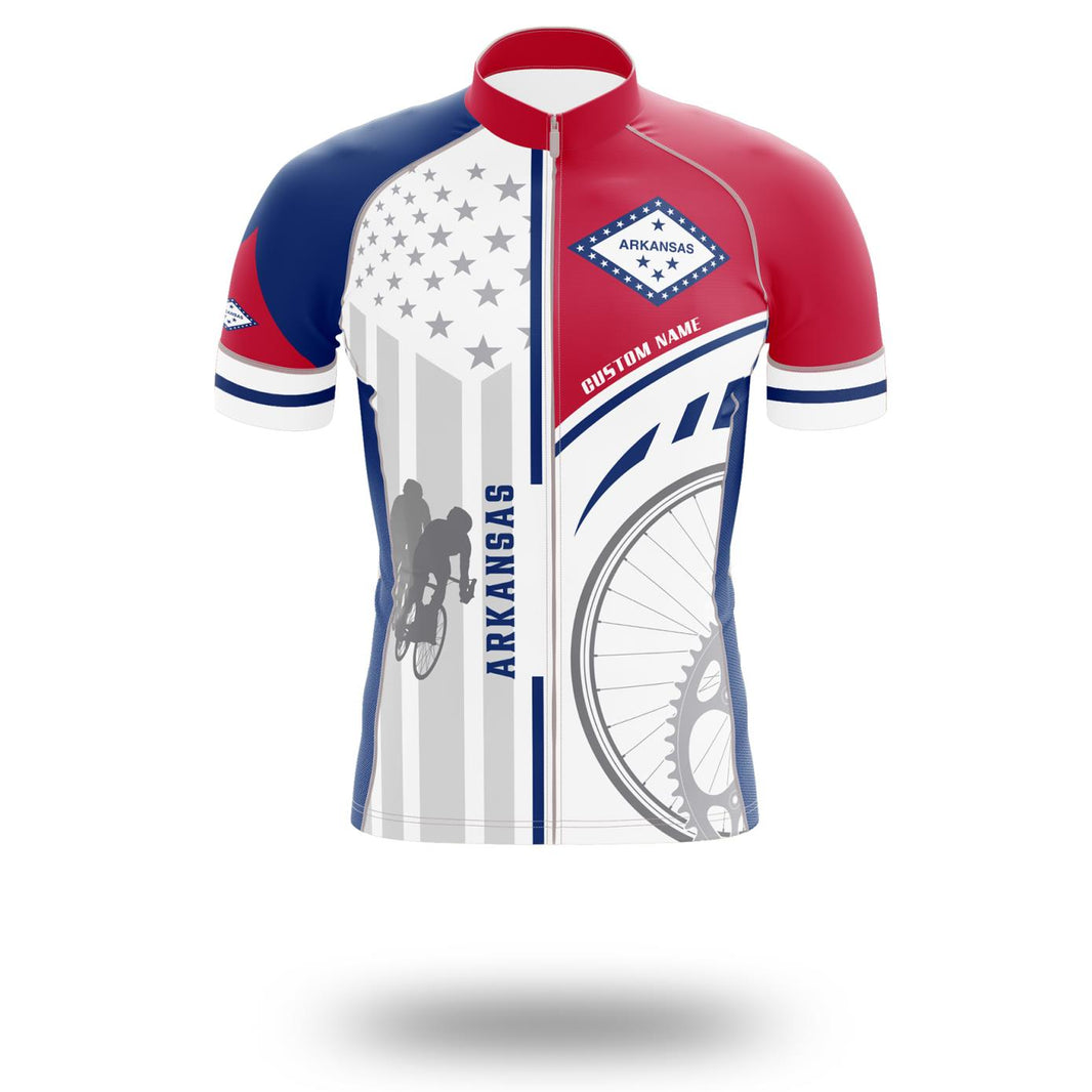 Arkansas Cycling Jersey, Arkansas State Flag Cycling Set - Short Sleeve Cycling Jersey-White