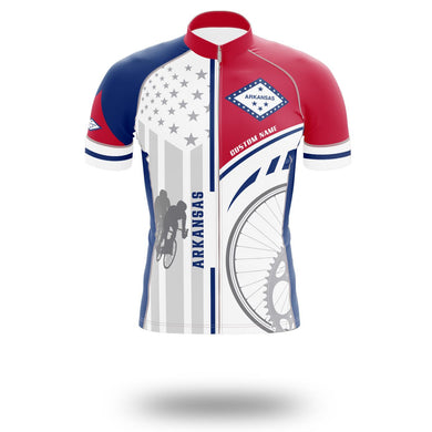 Arkansas Cycling Jersey, Arkansas State Flag Cycling Set - Short Sleeve Cycling Jersey-White
