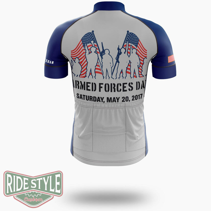 Armed Forces Day Military, May 19th Memorial Day Cycling Jersey Kit - Short Sleeve Cycling Jersey-White