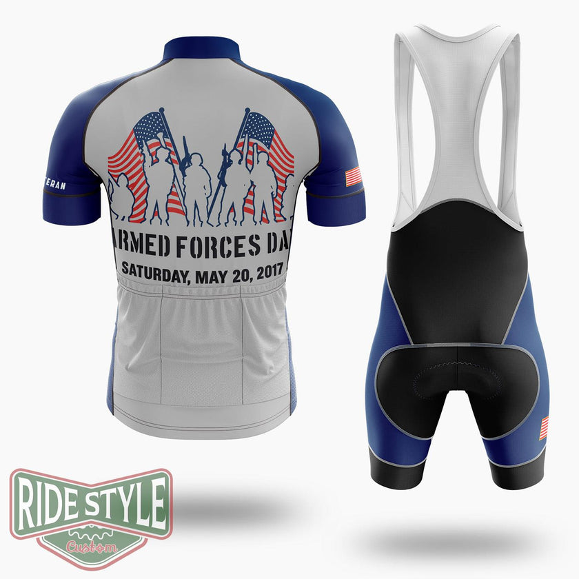 Armed Forces Day Military, May 19th Memorial Day Cycling Jersey Kit - Short Sleeve Cycling Jersey Kit-White