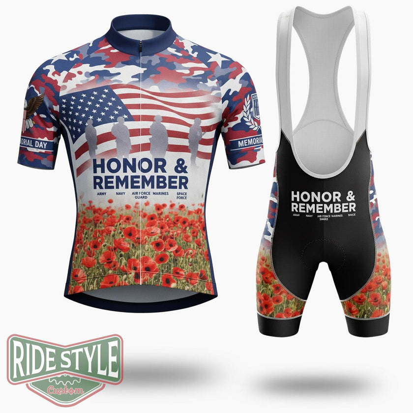 Army Memorial Day Cycling Jersey Kit - Short Sleeve Cycling Jersey Kit-White