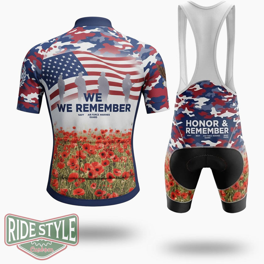 Army Memorial Day Cycling Jersey Kit - Short Sleeve Cycling Jersey Kit-White