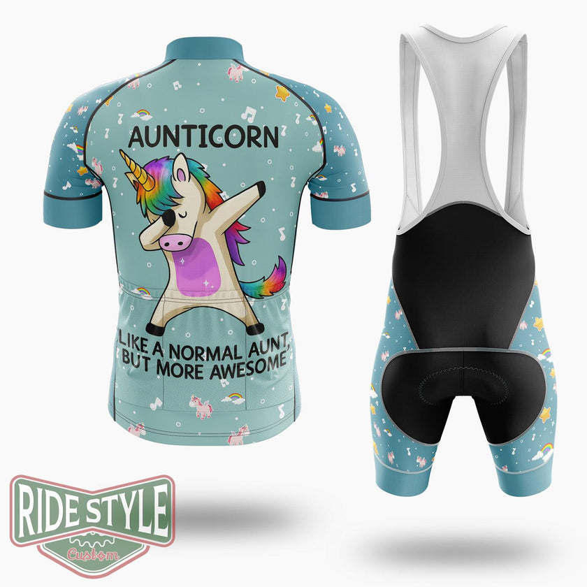 Aunticorn The Best Auntie Unicorn Cycling Jersey Kit, Bicycle Clothing - Short Sleeve Cycling Jersey Kit-White
