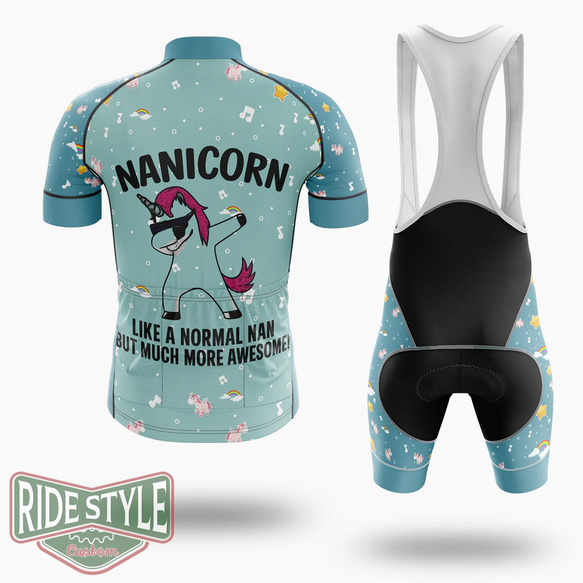 Awesome Nan Nana Nanny Unicorn Birthday Christmas Cycling Jersey Kit, Bicycle Clothing - Short Sleeve Cycling Jersey Kit-White