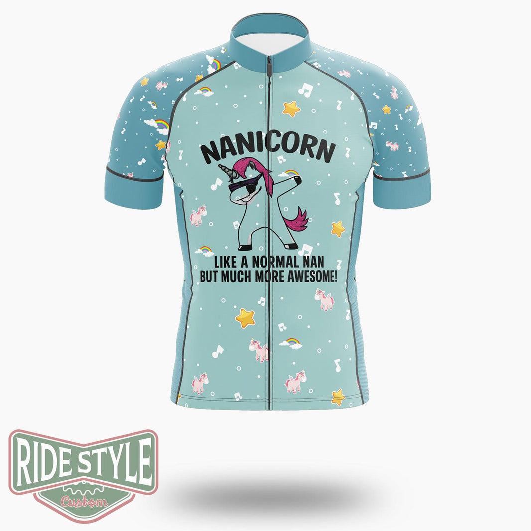 Awesome Nan Nana Nanny Unicorn Birthday Christmas Cycling Jersey Kit, Bicycle Clothing - Short Sleeve Cycling Jersey-White