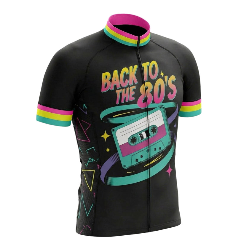 Back To The 80s, Retro Cassette Tape Memories Cycling Jersey - Short Sleeve Cycling Jersey-White