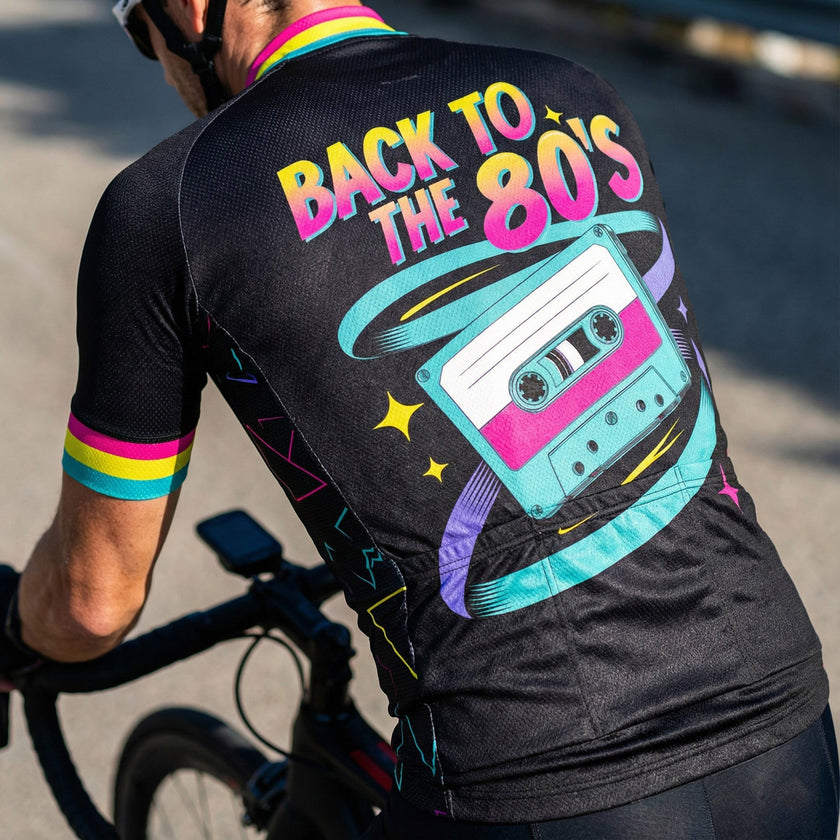 Back To The 80s, Retro Cassette Tape Memories Cycling Jersey - Short Sleeve Cycling Jersey-White
