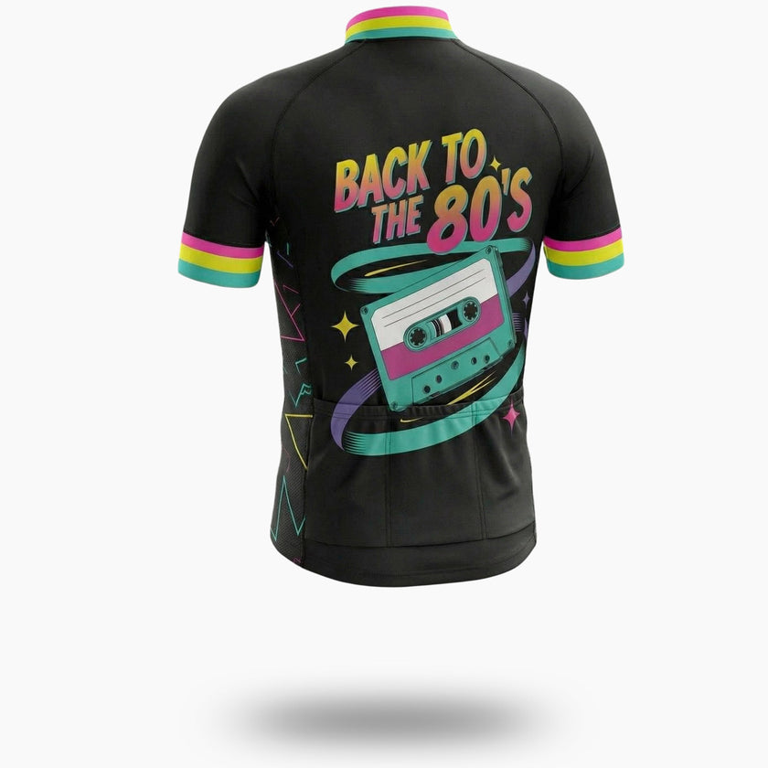 Back To The 80s, Retro Cassette Tape Memories Cycling Jersey - Short Sleeve Cycling Jersey-White