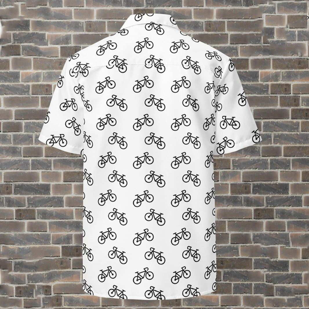 Bicycle Pattern Hawaiian Shirt, Button Up Premium Gift for Cyclists Shirt