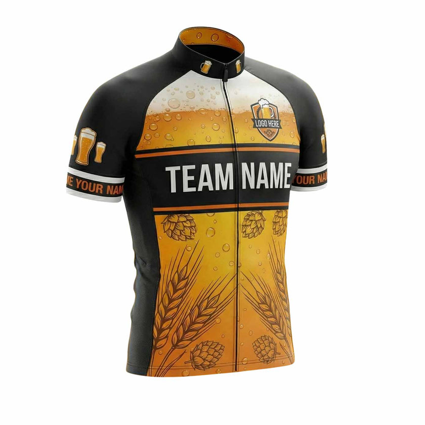 Beer Cycling Jersey Custom Team Name, Logo Team, Custom Your Name Men's Bike Jersey - Short Sleeve Cycling Jersey-White