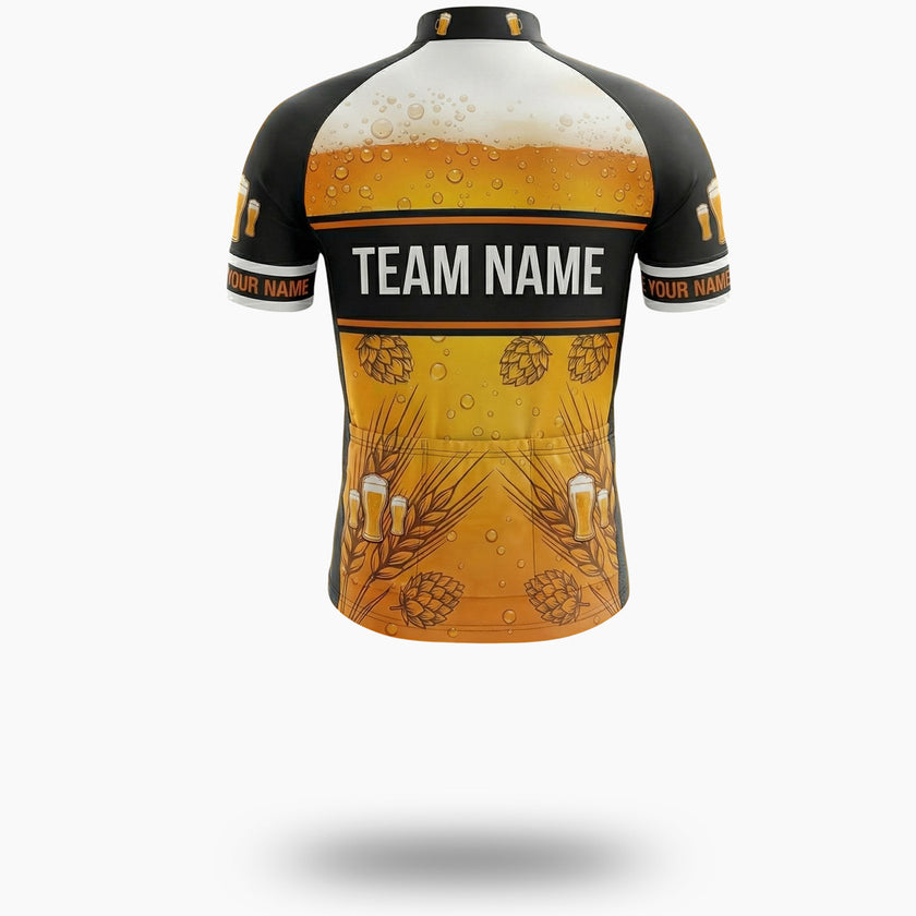 Beer Cycling Jersey Custom Team Name, Logo Team, Custom Your Name Men's Bike Jersey - Short Sleeve Cycling Jersey-White