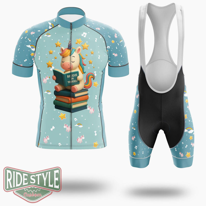 Believe In Yourself Unicorn Cycling Jersey Kit, Bicycle Clothing - Short Sleeve Cycling Jersey Kit-White