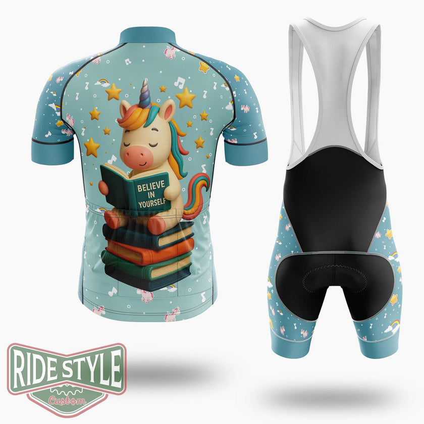 Believe In Yourself Unicorn Cycling Jersey Kit, Bicycle Clothing - Short Sleeve Cycling Jersey Kit-White