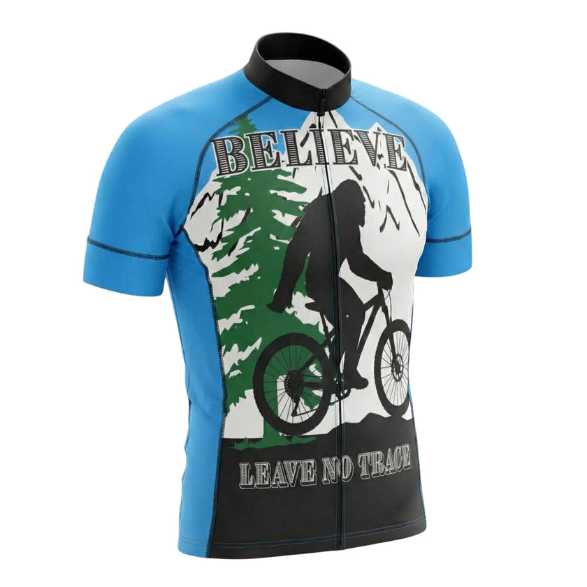 Bigfoot Mountain Men's Cycling Jersey - Believe, Leave  No Trace Bigfoot Jersey - Short Sleeve Cycling Jersey-White