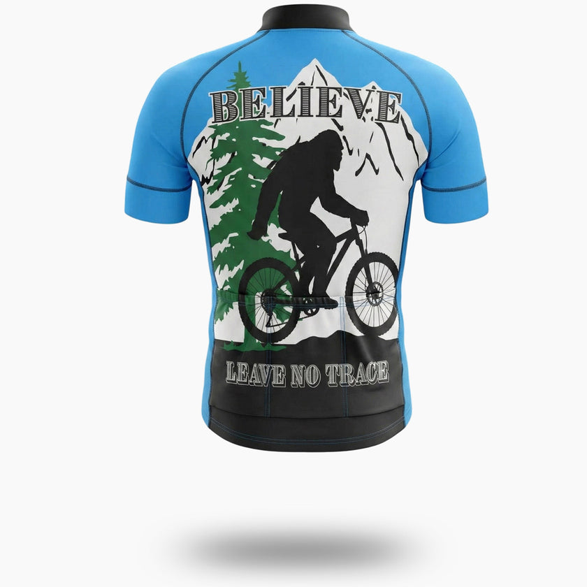 Bigfoot Mountain Men's Cycling Jersey - Believe, Leave  No Trace Bigfoot Jersey - Short Sleeve Cycling Jersey-White