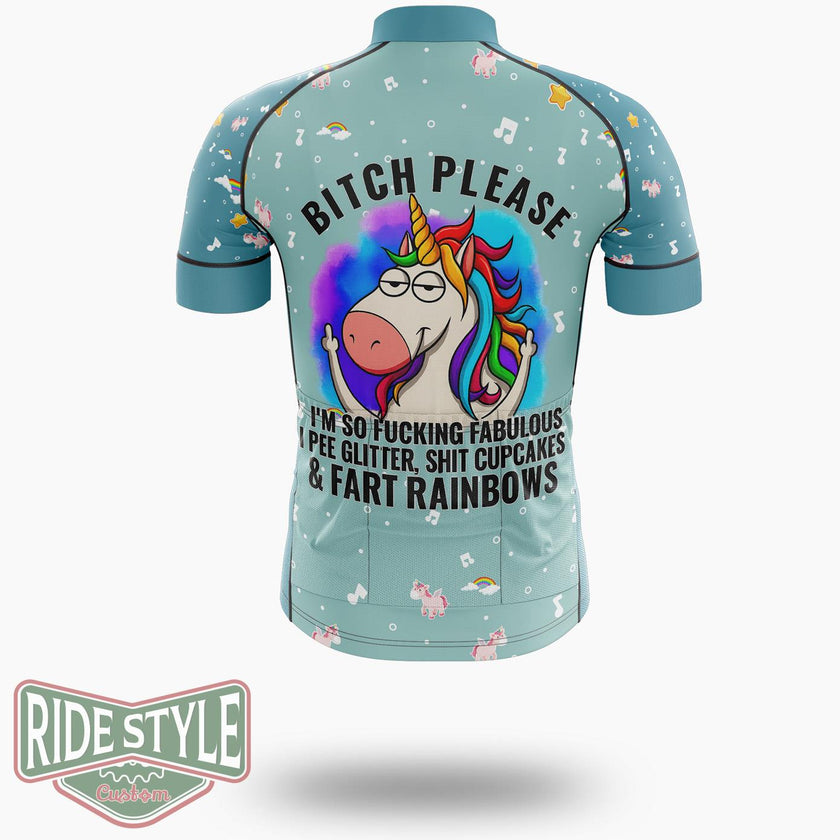 Bitch Please Unicorn Cycling Jersey Kit, Bicycle Clothing - Short Sleeve Cycling Jersey-White