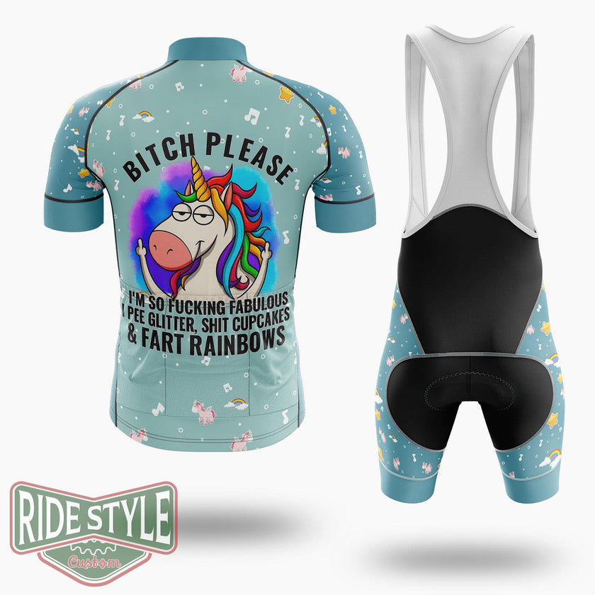 Bitch Please Unicorn Cycling Jersey Kit, Bicycle Clothing - Short Sleeve Cycling Jersey Kit-White