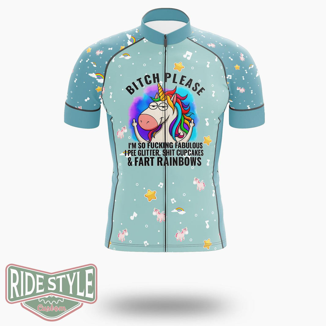 Bitch Please Unicorn Cycling Jersey Kit, Bicycle Clothing - Short Sleeve Cycling Jersey-White