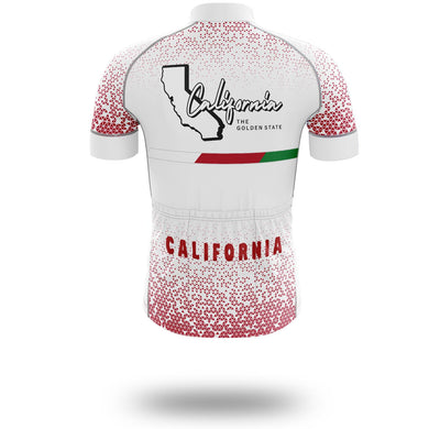 California Cycling Short Sleeve Jersey, California Map Cycling Jersey Bib Short - Short Sleeve Cycling Jersey-White