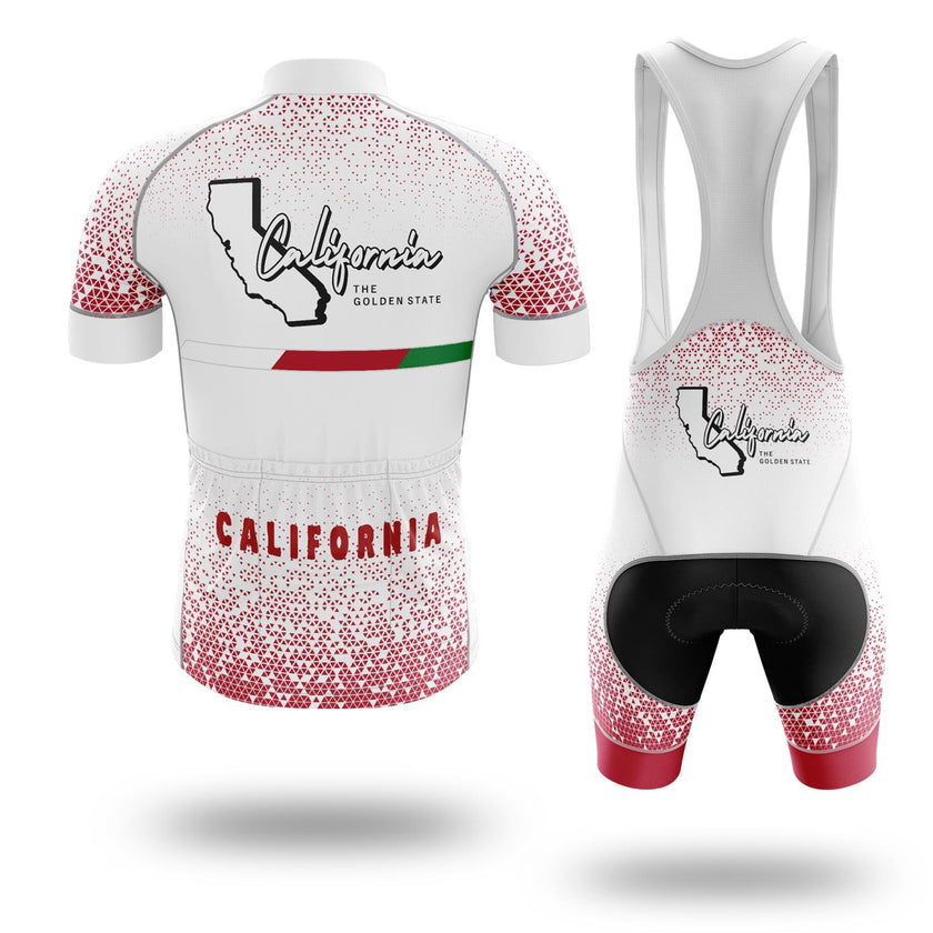 California Cycling Short Sleeve Jersey, California Map Cycling Jersey Bib Short - Short Sleeve Cycling Jersey Kit-White