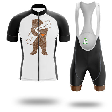 California Lover Bear Jersey, Wildfire California Cycling Jersey Kit - Short Sleeve Cycling Jersey Kit-White