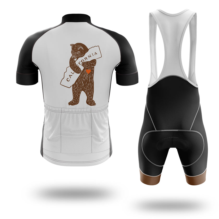 California Lover Bear Jersey, Wildfire California Cycling Jersey Kit - Short Sleeve Cycling Jersey Kit-White