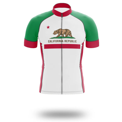 California Republic State Flag Cycling Jersey, California Bear California Jersey Kit - Short Sleeve Cycling Jersey-Green