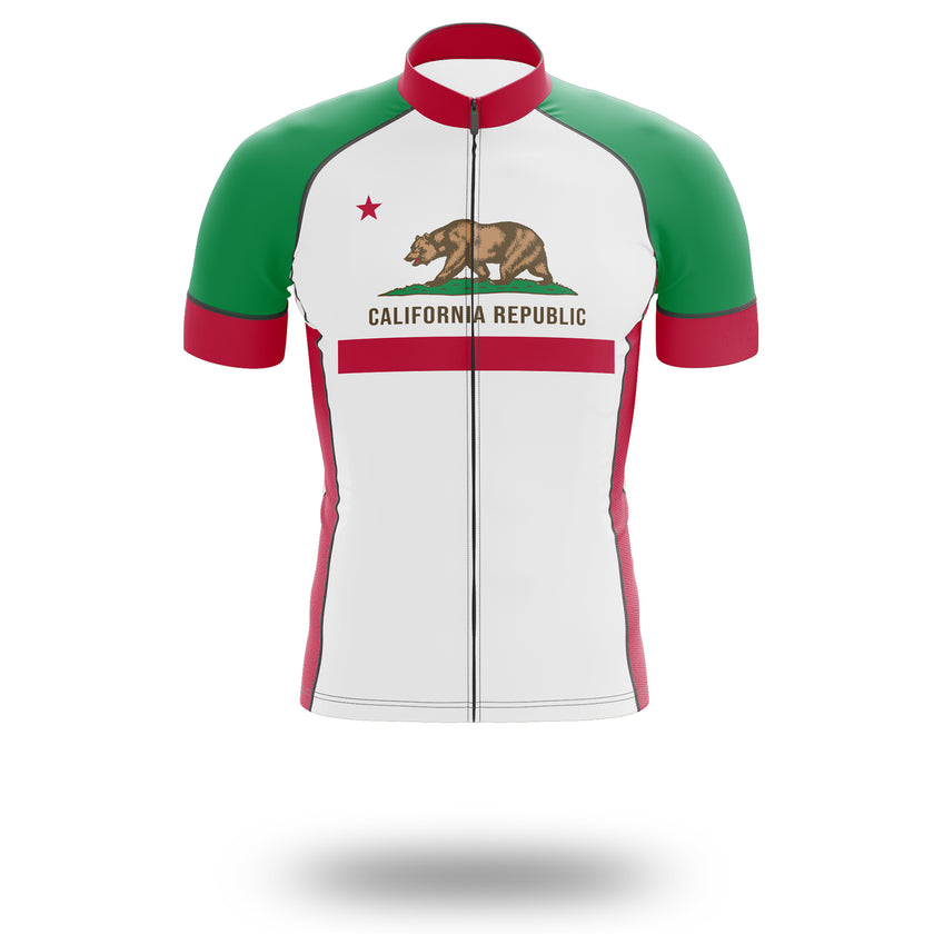 California Republic State Flag Cycling Jersey, California Bear California Jersey Kit - Short Sleeve Cycling Jersey-Green