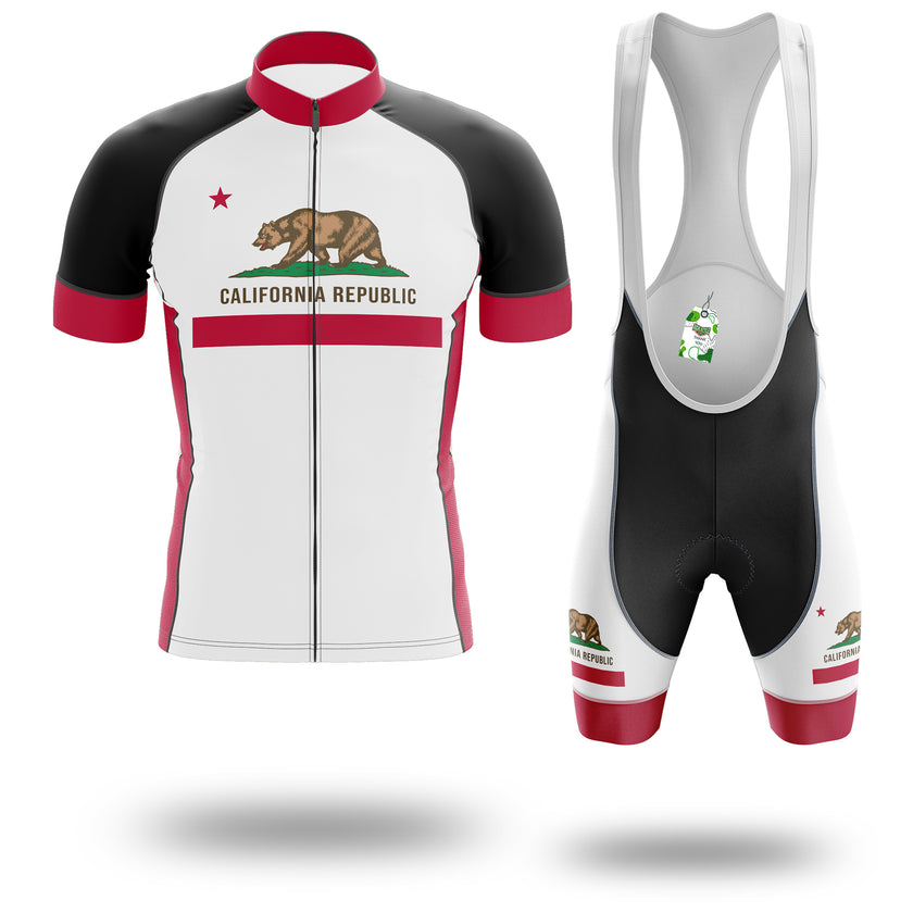 California Republic State Flag Cycling Jersey, California Bear California Jersey Kit - Short Sleeve Cycling Jersey Kit-Black