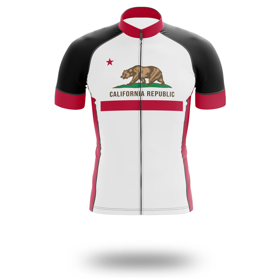 California Republic State Flag Cycling Jersey, California Bear California Jersey Kit - Short Sleeve Cycling Jersey-Black