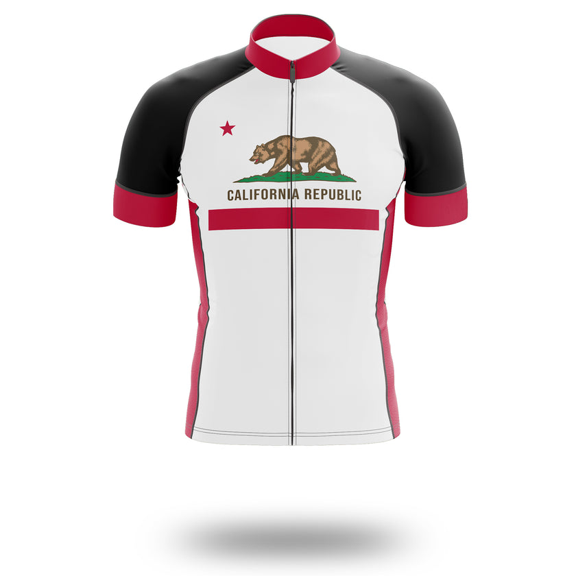 California Republic State Flag Cycling Jersey, California Bear California Jersey Kit - Short Sleeve Cycling Jersey-Black