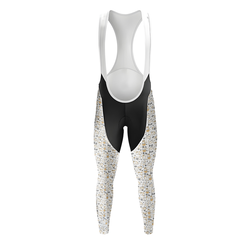Cat Cycling Jersey Long Sleeve, White Long Sleeve Cycling Jersey - Long Bib-White