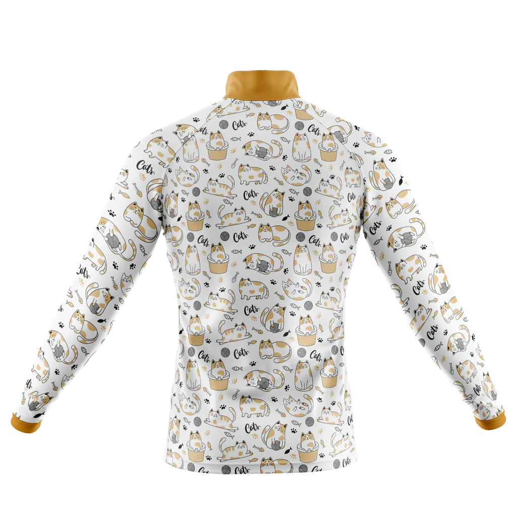 Cat Cycling Jersey Long Sleeve, White Long Sleeve Cycling Jersey - Cycling Long Sleeve Jersey-White