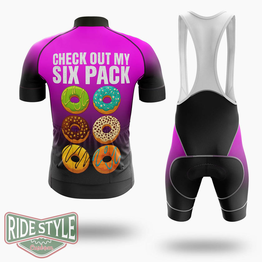 Check Out My Six Pack Donut Cycling Jersey Kit, Bicycle Clothing - Short Sleeve Cycling Jersey Kit-White