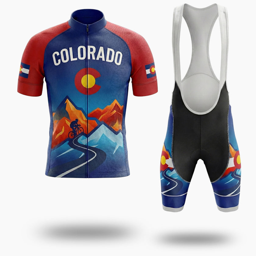 Colorado Cycling Jersey, Mountain Colorado Bike Men's Jersey - Short Sleeve Cycling Jersey Kit-White