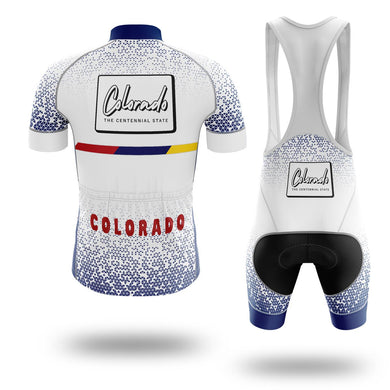 Colorado Cycling Short Sleeve Jersey, Colorado State Map Cycling Jersey Bib Short - Short Sleeve Cycling Jersey Kit-White